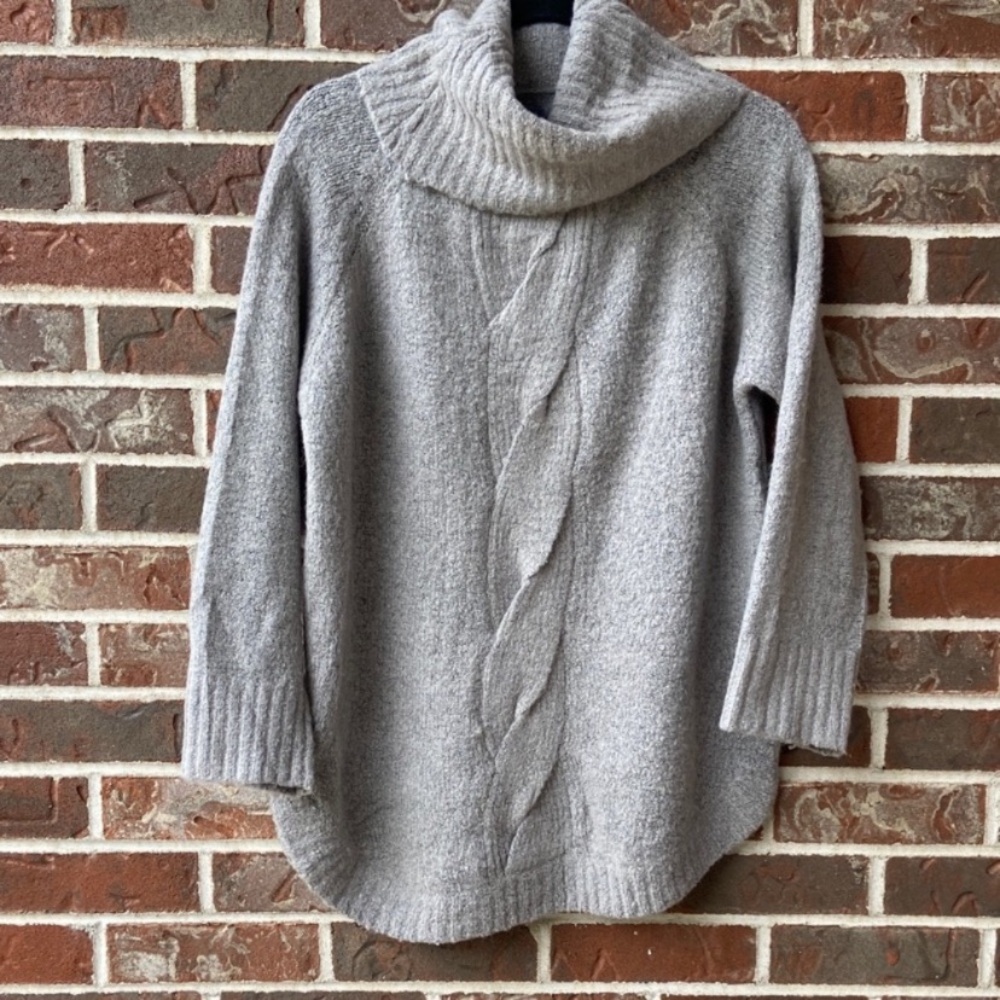 Elegant Heather Gray Cowl Neck Sweater